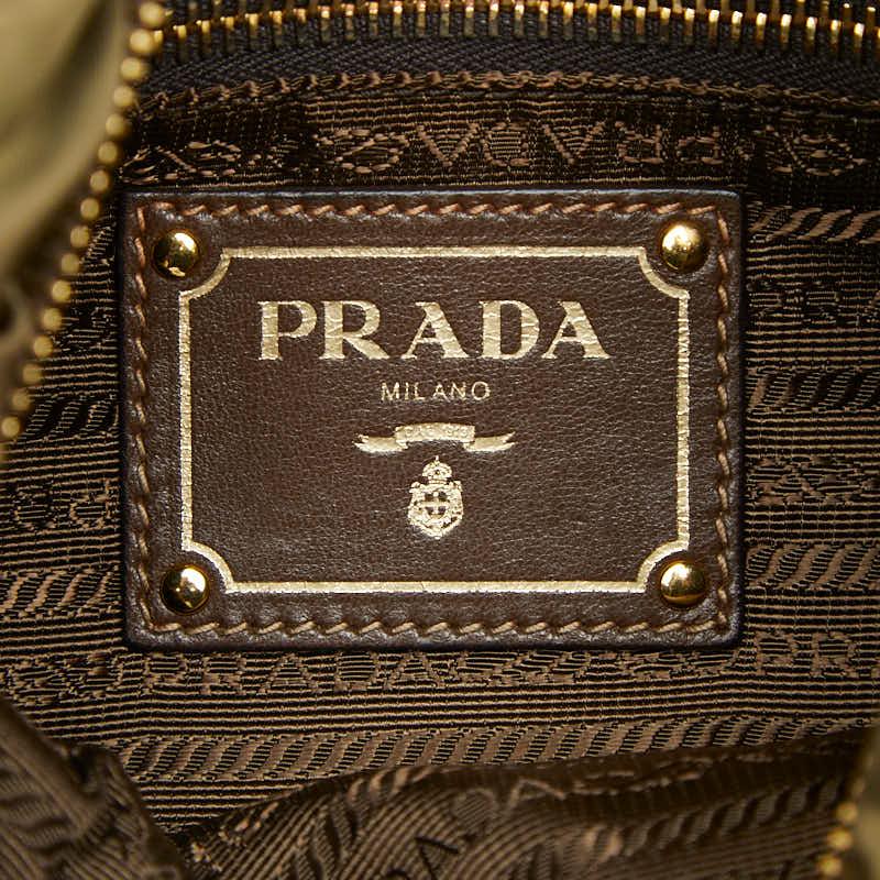 PRADA（プラダ） ロゴ リボン ショルダーバッグ ライトカーキ ブラウン