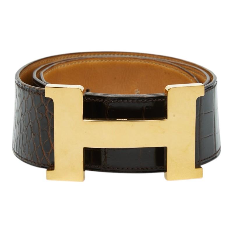 【美品】エルメス HERMES コンスタンス レザーベルトHバックル ベルト HERMES（エルメス） コンスタンス Hベルト ヴィンテージ ブラウン