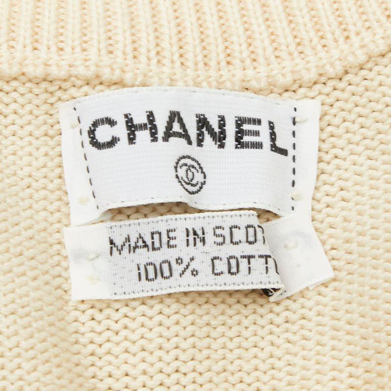 シャネル バイカラー ニットワンピース サイズS ブラック アイボリー コットン レディース CHANEL 【中古】_5
