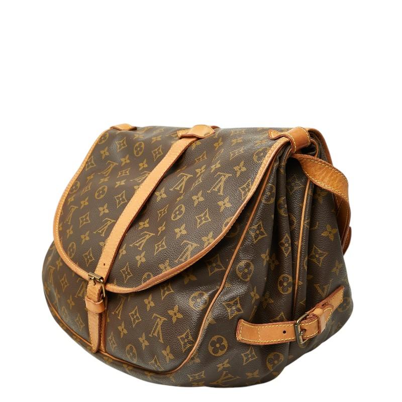 LOUIS VUITTON ルイヴィトン モノグラム ソミュール35 ショルダーバッグ ブラウン レザー×PVC M42254 ゴールド金具 LOUIS VUITTON（ルイ・ヴィトン） ルイ ヴィトン モノグラム
