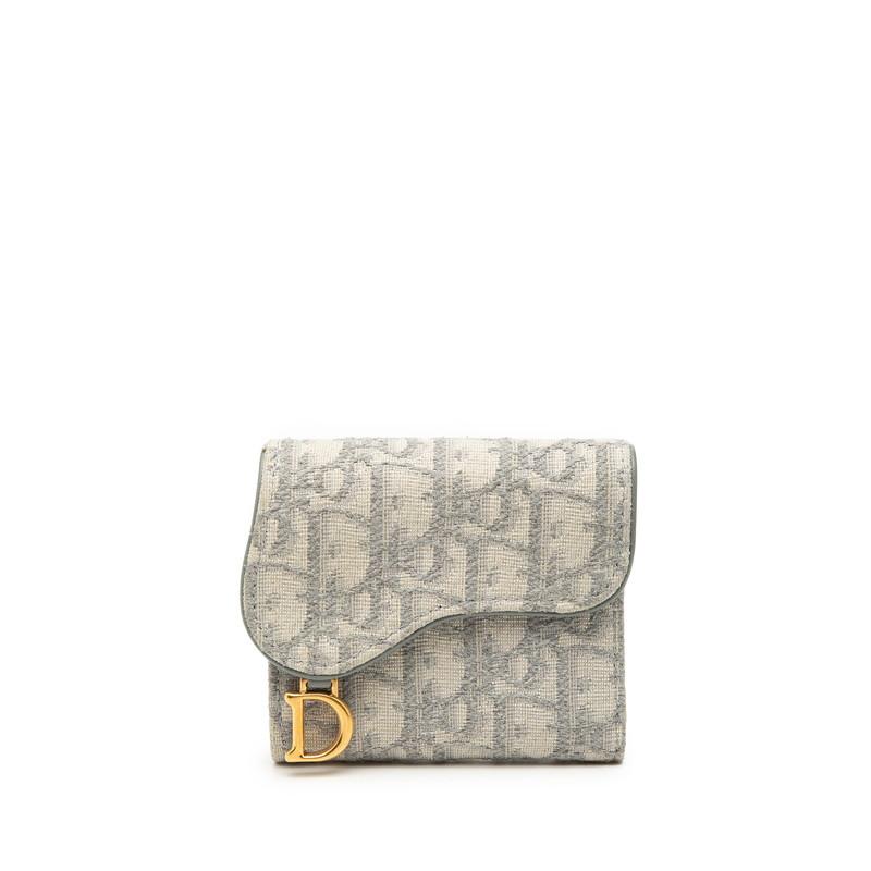 Dior モノグラム 三つ折り財布　キャンバス トロッター ディオール トロッター サドル 三つ折り財布 グレー ホワイト