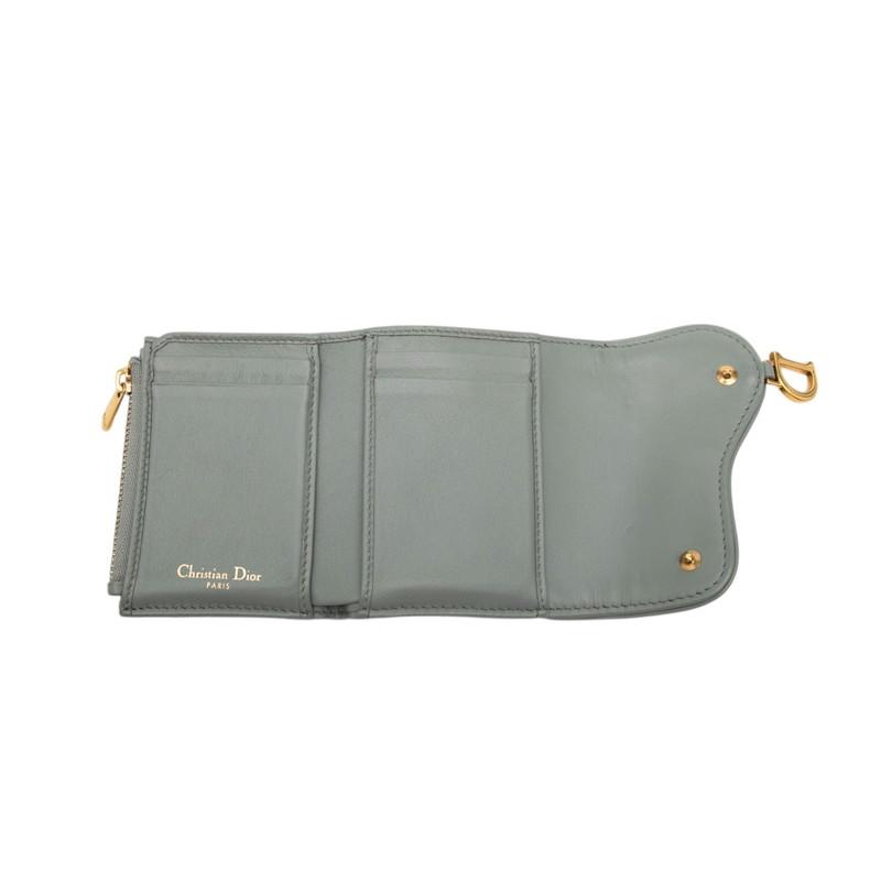 【美品】Christian Dior 三つ折り財布 トロッター サドル ディオール トロッター サドル 三つ折り財布 グレー ホワイト