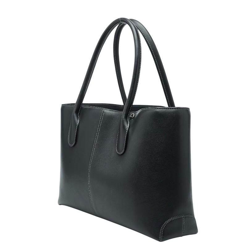 【中古】TOD'S　ジレリ 黒 レザートートバッグ トッズ Diバッグ トートバッグ ブラック レザー レディース TOD'S