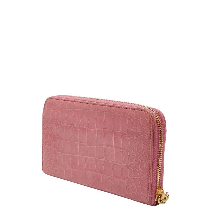 miu miu（ミュウミュウ） クロコ型押し ラウンドファスナー 長財布