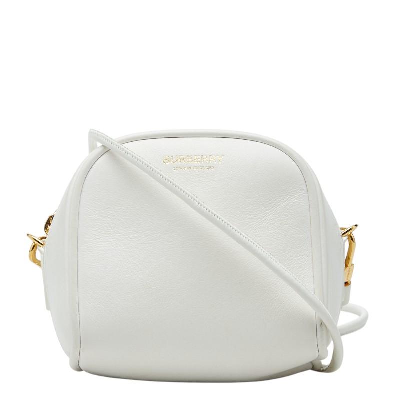 BURBERRY ホワイトレザー ショルダーバッグ BURBERRY（バーバリー） マイクロレザー キューブ ショルダーバッグ