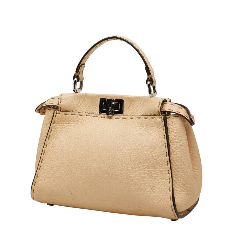 FENDI ROMA ハンドバッグ ベージュ パイソン柄ハンドル FENDI（フェンディ） セレリア ピーカブー ミニ ハンドバッグ