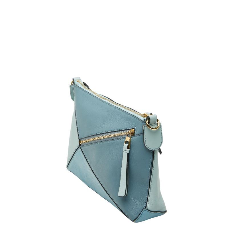 LOEWE（ロエベ） アナグラム パズル ショルダーバッグ ブルー レザー 