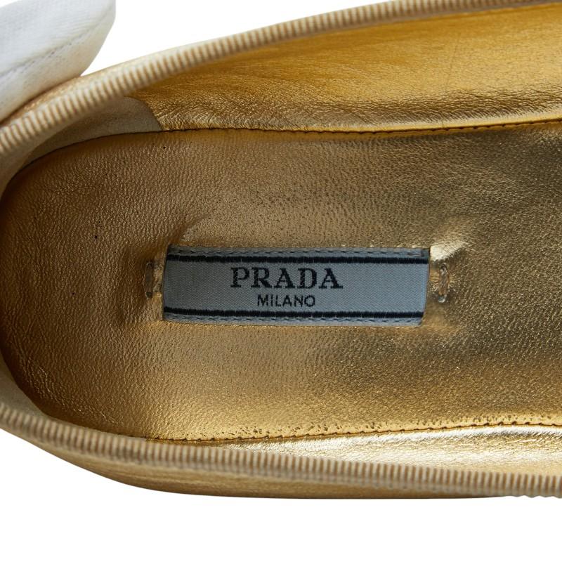 PRADA（プラダ） 三角ロゴプレート バレエシューズ サイズ38 ゴールド 