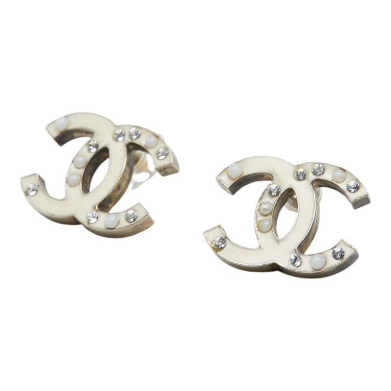 【美品】CHANEL シャネル ココマーク ピアス パール ラインストーン CHANEL（シャネル） ココマーク ラインストーン フェイクパール マメ有