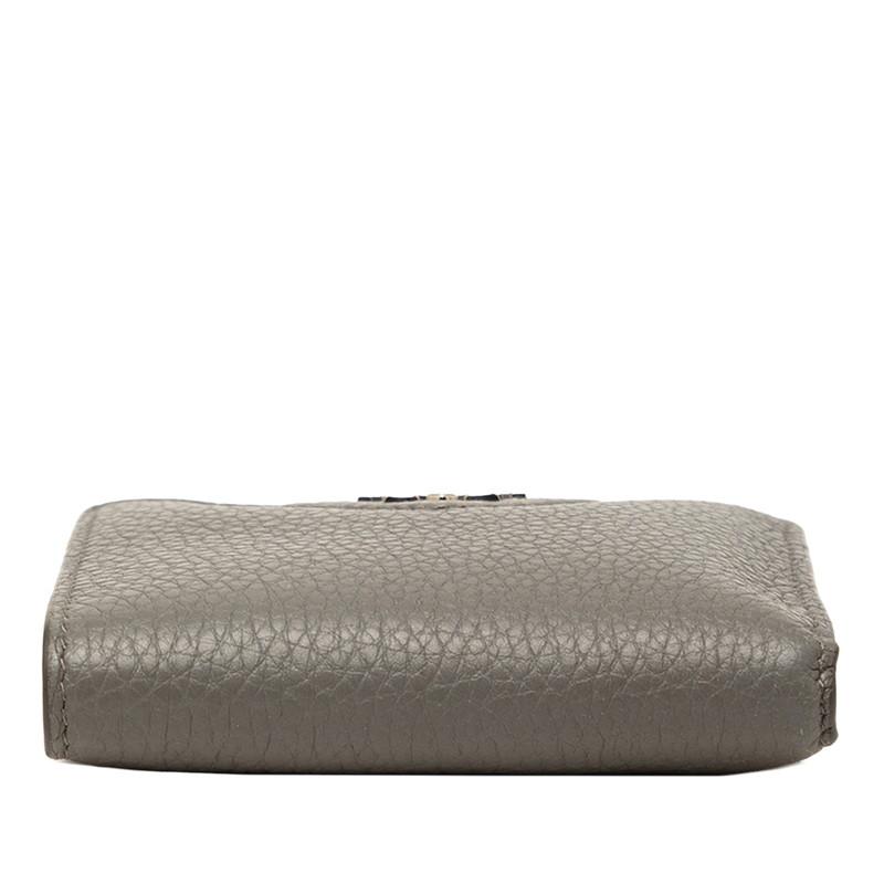 PRADA レザー コンパクトウォレット 折り財布 グレー 箱付き 中古美品 PRADA（プラダ） トライアングルロゴ 二つ折り財布 コンパクト