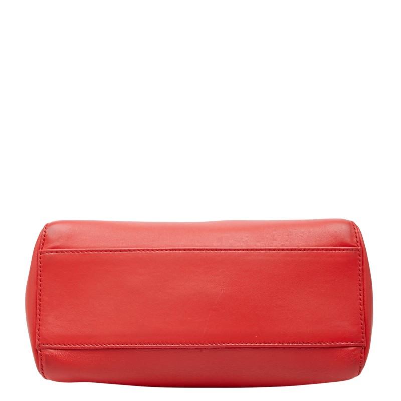 フェンディ ミニピーカブー ハンドバッグ ショルダーバッグ 2WAY 8BN244A0K8 レッド シルバー レザー レディース FENDI 【中古】の画像