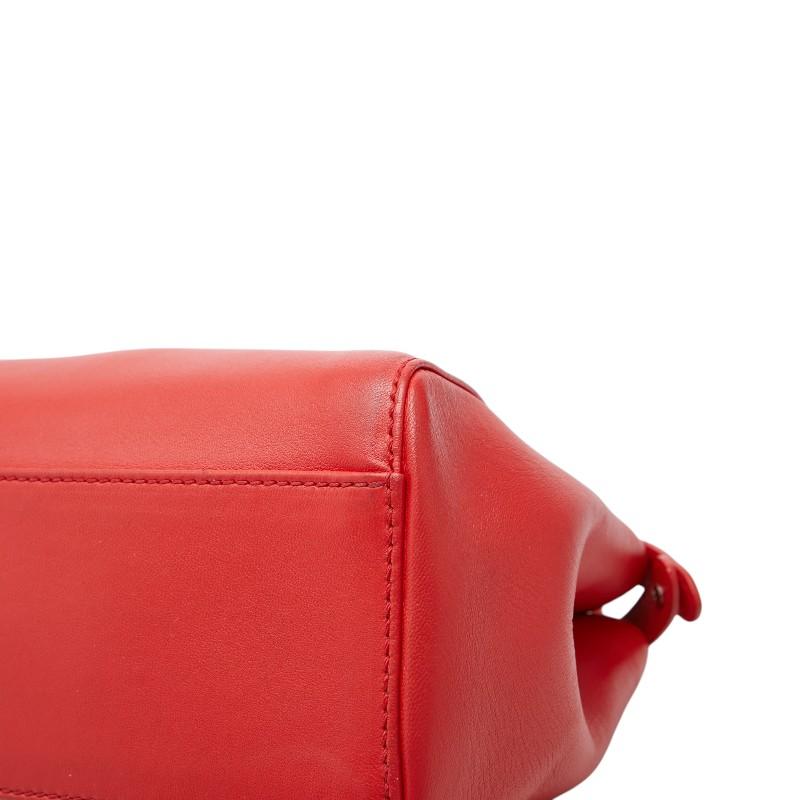 フェンディ ミニピーカブー ハンドバッグ ショルダーバッグ 2WAY 8BN244A0K8 レッド シルバー レザー レディース FENDI 【中古】の画像