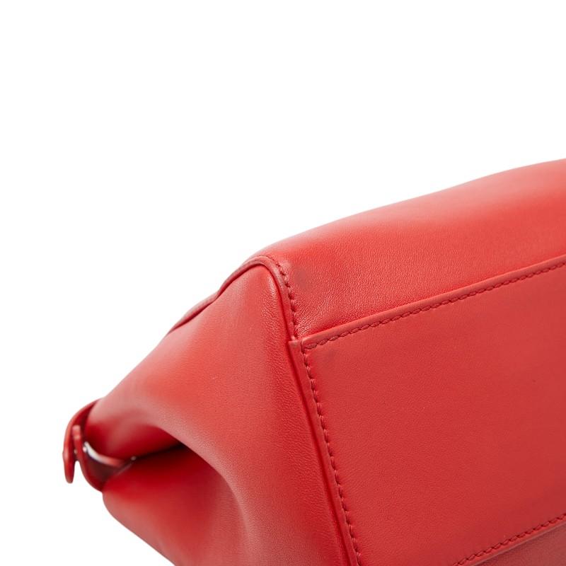 フェンディ ミニピーカブー ハンドバッグ ショルダーバッグ 2WAY 8BN244A0K8 レッド シルバー レザー レディース FENDI 【中古】の画像