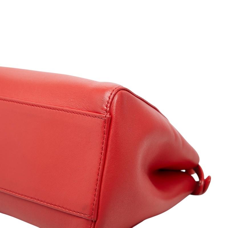 フェンディ ミニピーカブー ハンドバッグ ショルダーバッグ 2WAY 8BN244A0K8 レッド シルバー レザー レディース FENDI 【中古】の画像