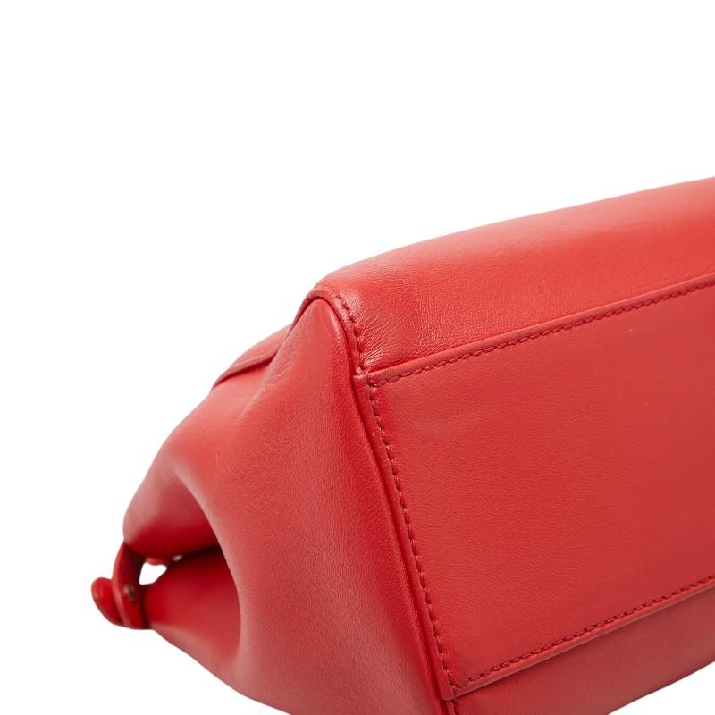 フェンディ ミニピーカブー ハンドバッグ ショルダーバッグ 2WAY 8BN244A0K8 レッド シルバー レザー レディース FENDI 【中古】の画像
