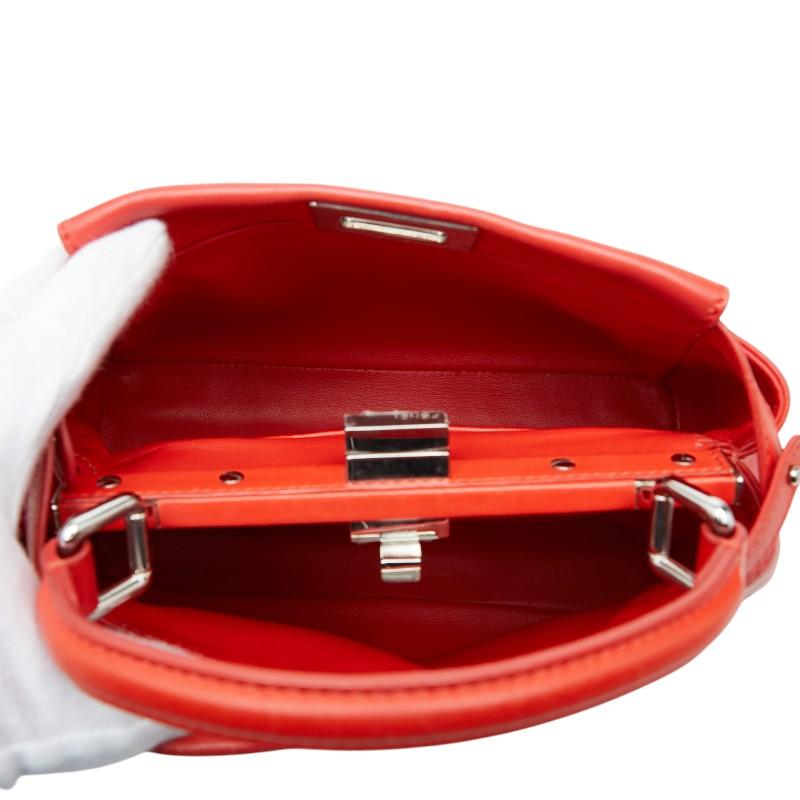 フェンディ ミニピーカブー ハンドバッグ ショルダーバッグ 2WAY 8BN244A0K8 レッド シルバー レザー レディース FENDI 【中古】の画像