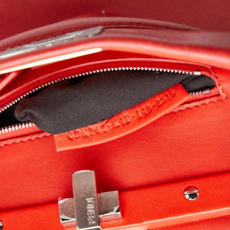 フェンディ ミニピーカブー ハンドバッグ ショルダーバッグ 2WAY 8BN244A0K8 レッド シルバー レザー レディース FENDI 【中古】の画像