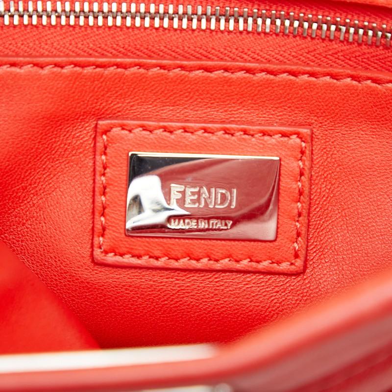 フェンディ ミニピーカブー ハンドバッグ ショルダーバッグ 2WAY 8BN244A0K8 レッド シルバー レザー レディース FENDI 【中古】の画像