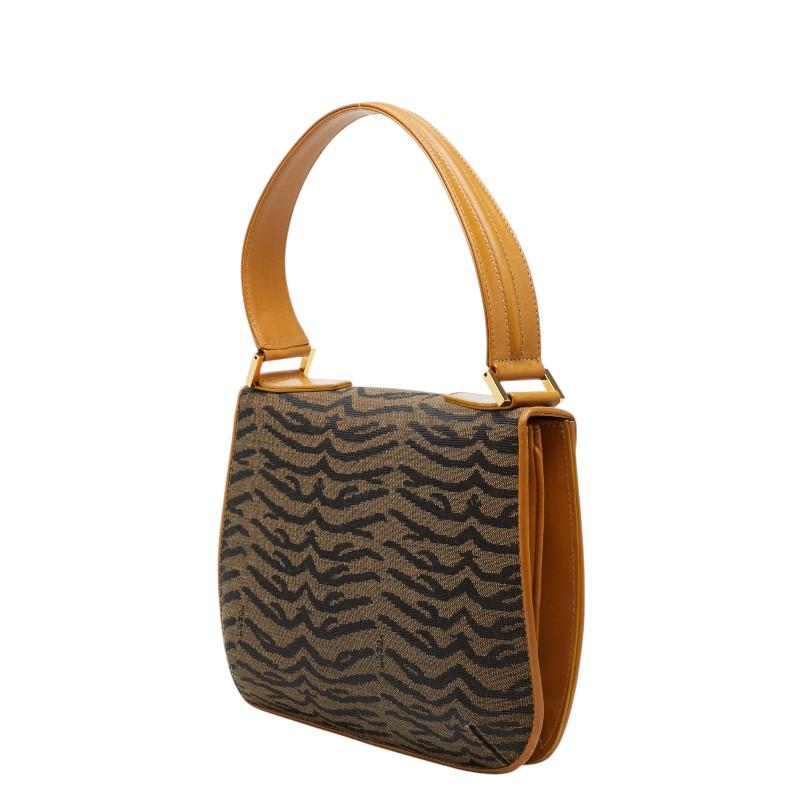 美品　Fendi ロゴプリント ハンドバッグ FENDI（フェンディ） タイガープリント ハンドバッグ ブラウン