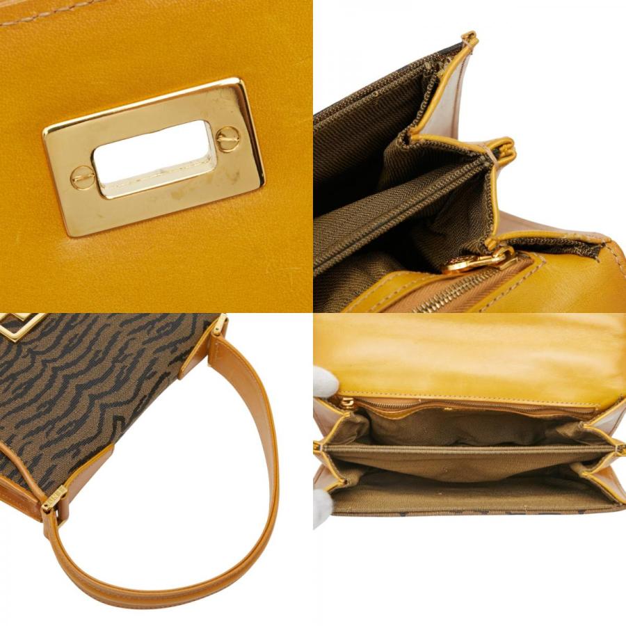 美品　Fendi ロゴプリント ハンドバッグ FENDI（フェンディ） タイガープリント ハンドバッグ ブラウン