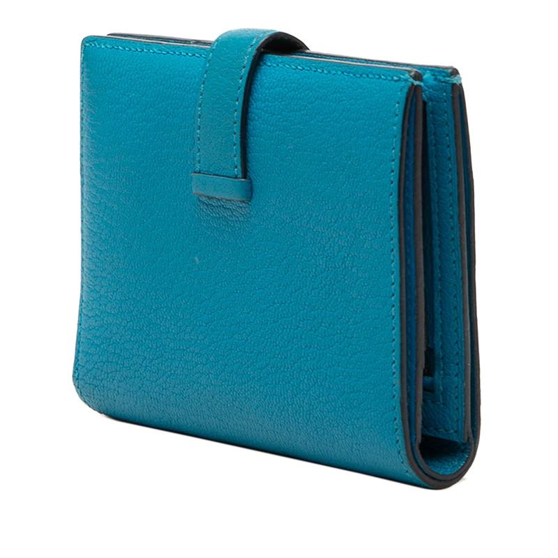 HERMES（エルメス） ベアンコンパクト 二つ折り財布 W刻印 ブルー系