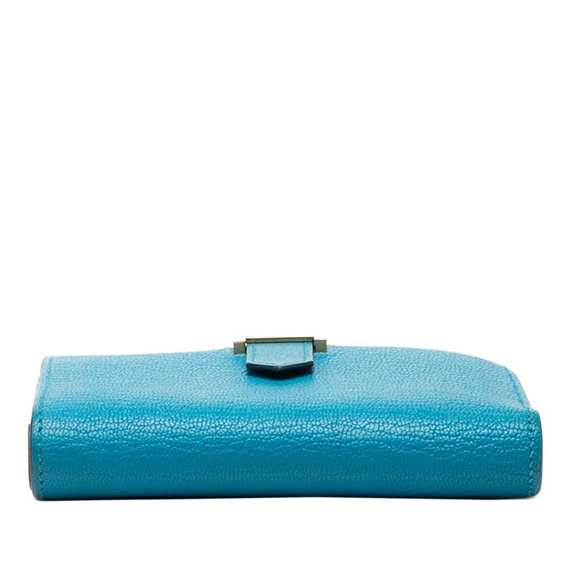 HERMES（エルメス） ベアンコンパクト 二つ折り財布 W刻印 ブルー系
