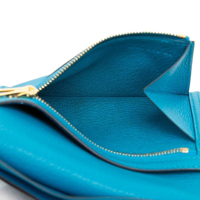 HERMES（エルメス） ベアンコンパクト 二つ折り財布 W刻印 ブルー系