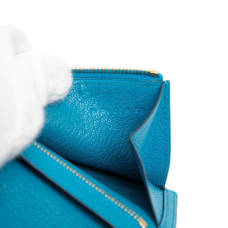 HERMES（エルメス） ベアンコンパクト 二つ折り財布 W刻印 ブルー系
