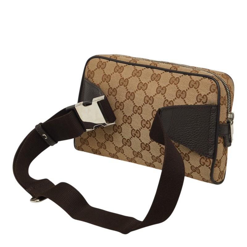 グッチ GGキャンバス ボディバッグ ウエストバッグ 449174 ベージュ ブラウン キャンバス レザー レディース GUCCI 【中古】_1