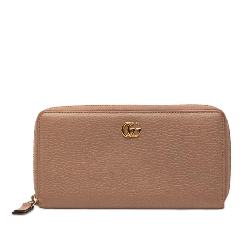 GUCCI(グッチ) 長財布 GGマーモント 456117 ピンクベージュ ラウンドファスナー レザー GUCCI（グッチ） GGマーモント ラウンドファスナー 長財布 456117