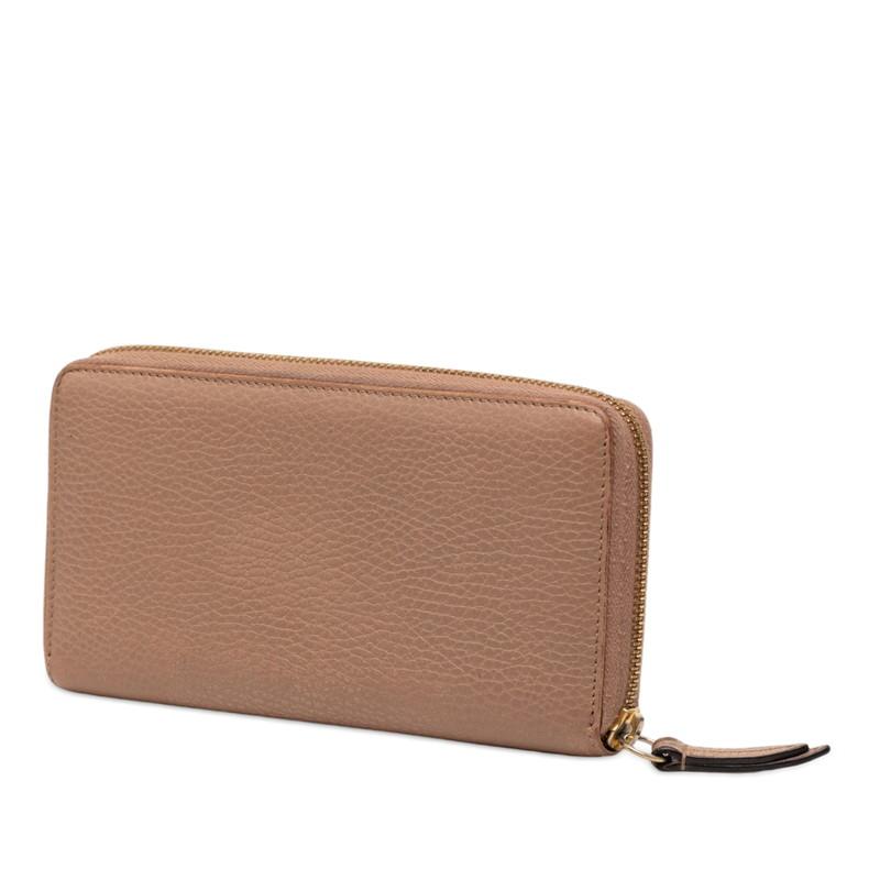GUCCI(グッチ) 長財布 GGマーモント 456117 ピンクベージュ ラウンドファスナー レザー GG Marmont グッチ 財布 GUCCI ラウンドファスナー長財布 レディース