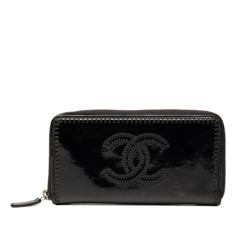 ♡本物♡シリアル有♡CHANEL ブラック パテントレザー 長財布 CHANEL（シャネル） ココマーク ラウンドファスナー 長財布 ロング