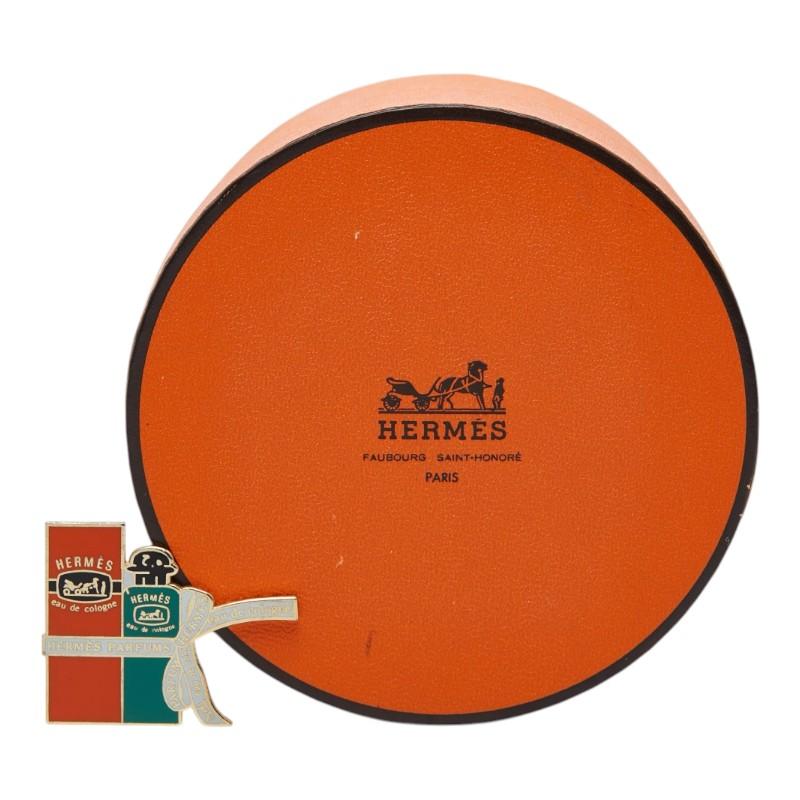 エルメス リボン オーデコロン 香水 フレンチピンズ ピンブローチ オレンジ グリーン メッキ エナメル HERMES 【中古】_3