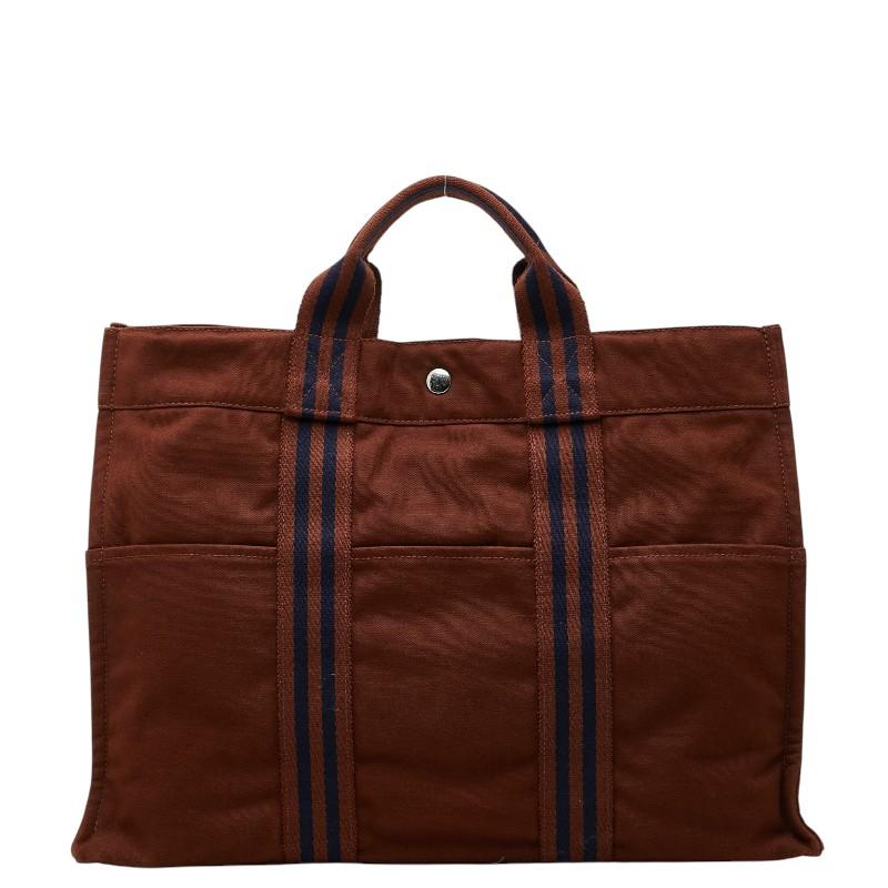 HERMES フールトゥMM HERMES（エルメス） フールトゥMM トートバッグ ブラウン コットン