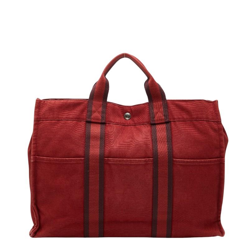 HERMES エルメス フールトゥ カバス トートバッグ キャンバス レッド HERMES（エルメス） フールトゥ トートMM ハンドバッグ トートバッグ