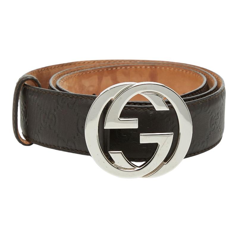 ブランド別 グッチ GUCCI ベルト インターロッキングG ダークブラウン