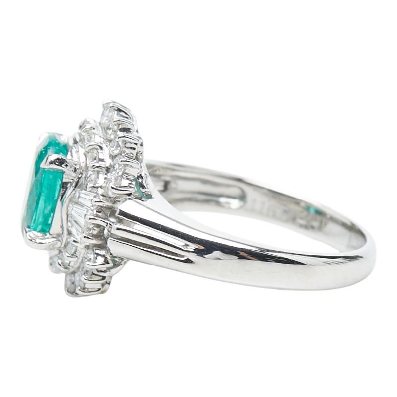 Pt850 プラチナ エメラルド1.16ct ダイヤ0.48ct フラワーモチーフ