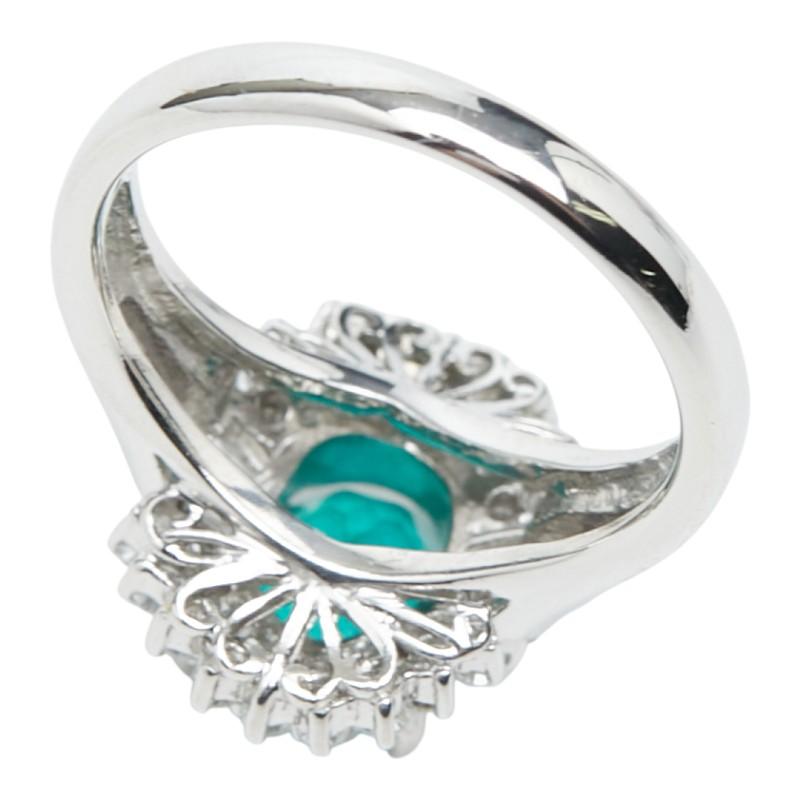 Pt850 プラチナ エメラルド1.16ct ダイヤ0.48ct フラワーモチーフ