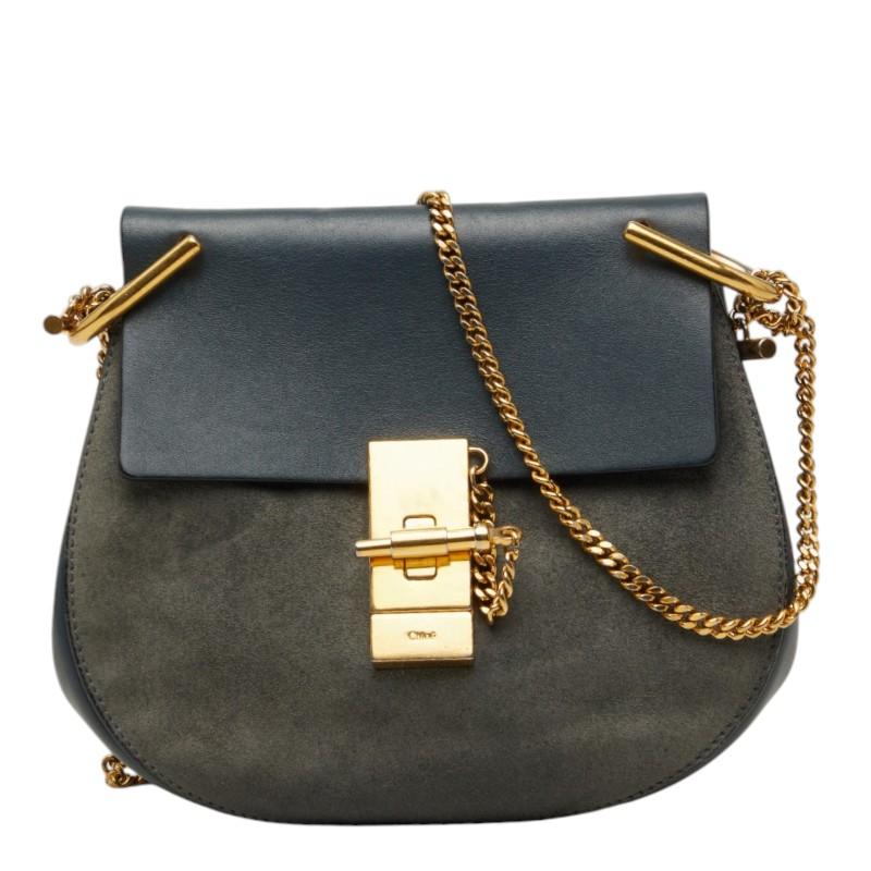 ら*む様 未使用品　Chloé ドリュー　グレー レザー ショルダーバッグ Chloe（クロエ） ドリュー ショルダーバッグ グレー スウェード レザー