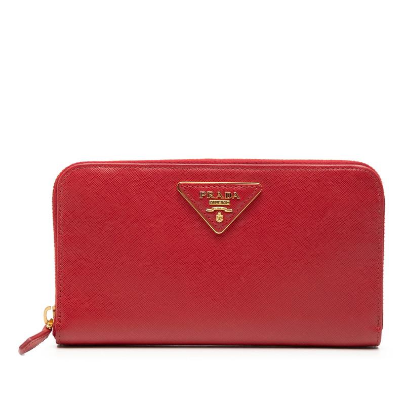 PRADA（プラダ） 三角ロゴ ラウンドファスナー 長財布 1M1133 レッド