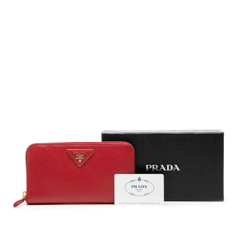 PRADA 長財布　サフィアーノ　二つ折り　長財布　赤　三角プレート PRADA（プラダ） 三角ロゴ ラウンドファスナー 長財布 1M1133 レッド