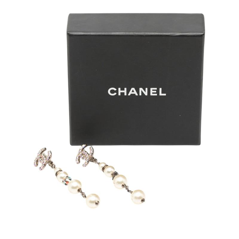 シャネル ココマーク 4連パール イヤリング 17K刻印 シルバー メタル フェイクパール ラインストーン レディース CHANEL 【中古】_3