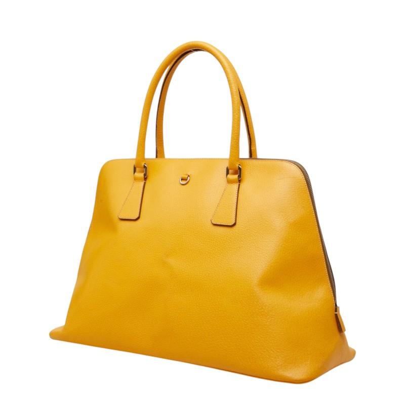 Prada バイレットトートバッグ イエロー 最終価格 PRADA（プラダ） 三角ロゴプレート ハンドバッグ ボストンバッグ
