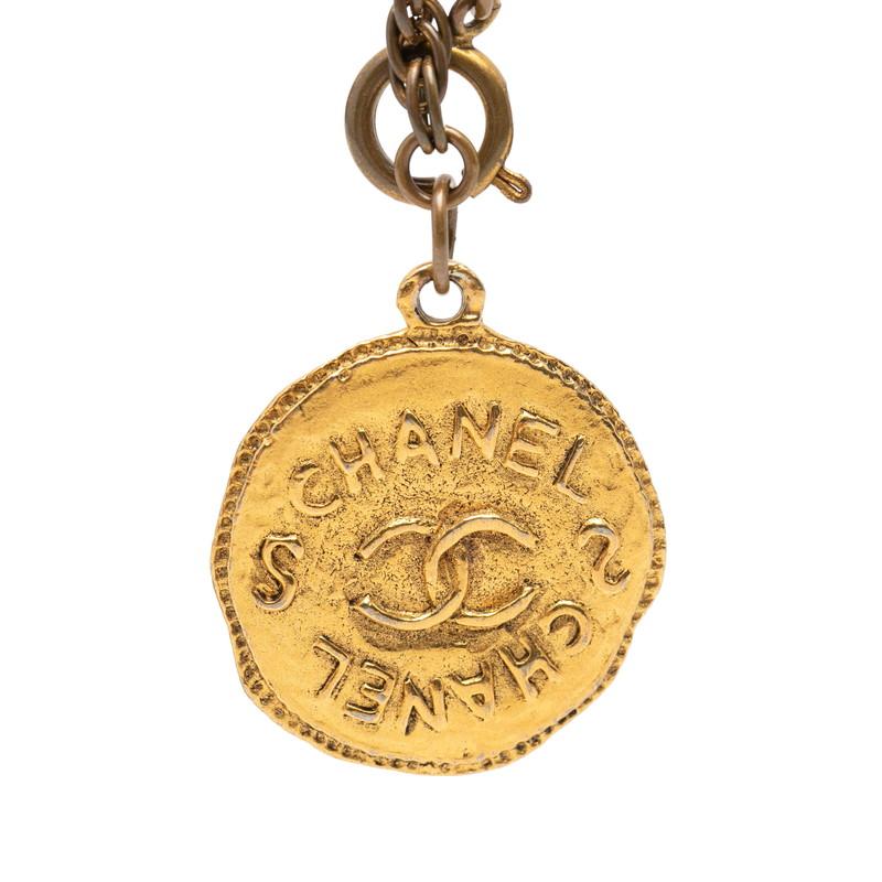 中古　美品　シャネル　CHANEL　ゴールド　ロゴ　ペンダント　ネックレス CHANEL（シャネル） ココマーク コインモチーフ チェーン ペンダント