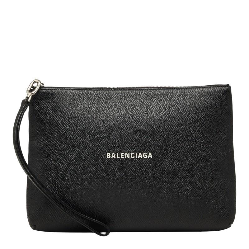 BALENCIAGA（バレンシアガ）レザークラッチバッグ BALENCIAGA（バレンシアガ） ロゴ クラッチバッグ ブラック レザー