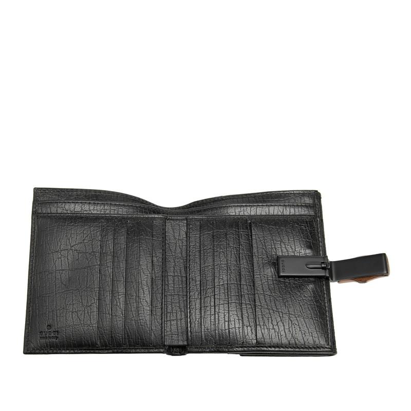 GUCCI（グッチ） GGキャンバス バンブー 二つ折り財布 112523 ブラック