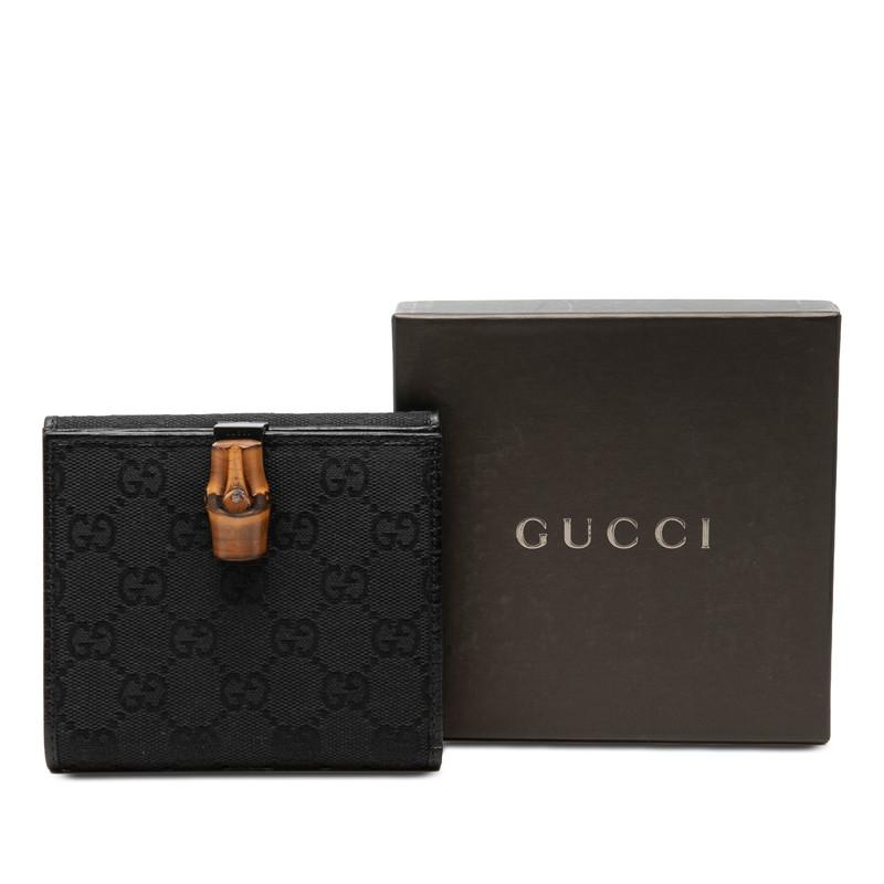 GUCCI（グッチ） GGキャンバス バンブー 二つ折り財布 112523 ブラック