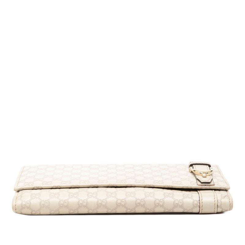 美品✨グッチ◇薄型フラップ長財布　マイクロシマゴールド金具クリームアイボリー GUCCI（グッチ） マイクログッチシマ 長財布 309760 アイボリー レザー