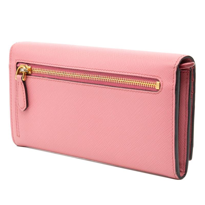 PRADA（プラダ） 長財布 ピンク マルチカラー サフィアーノレザー