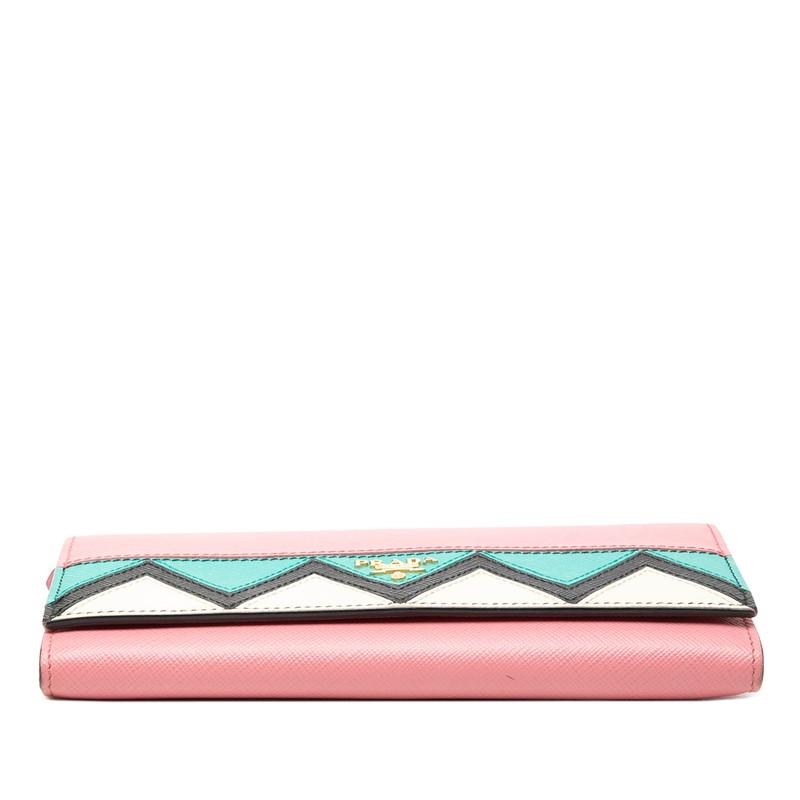PRADA（プラダ） 長財布 ピンク マルチカラー サフィアーノレザー